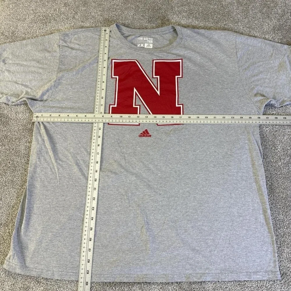 Adidas Nebraska Cornhuskers Grey/Red T-Shirt 2X